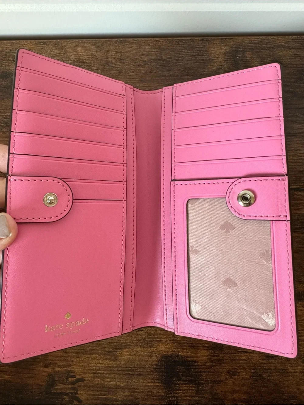 Kate Spade Pink Continental Snap Wallet Card Holder ID Zip Pocket